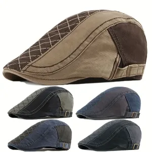 Men’s Vintage Newsboy Flat Cap – Adjustable, Lightweight Polyester