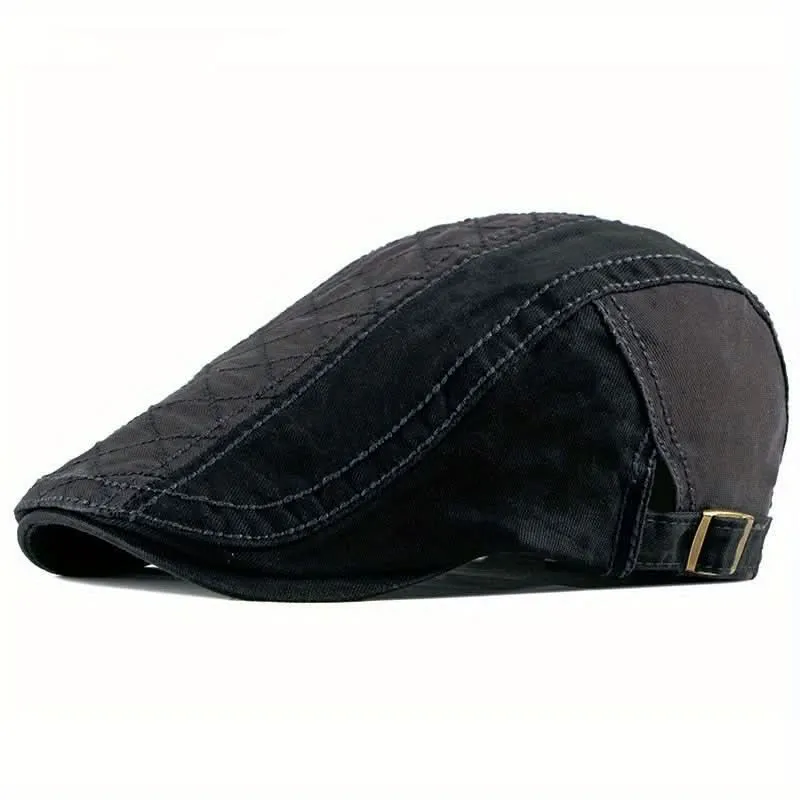 Men’s Vintage Newsboy Flat Cap – Adjustable, Lightweight Polyester