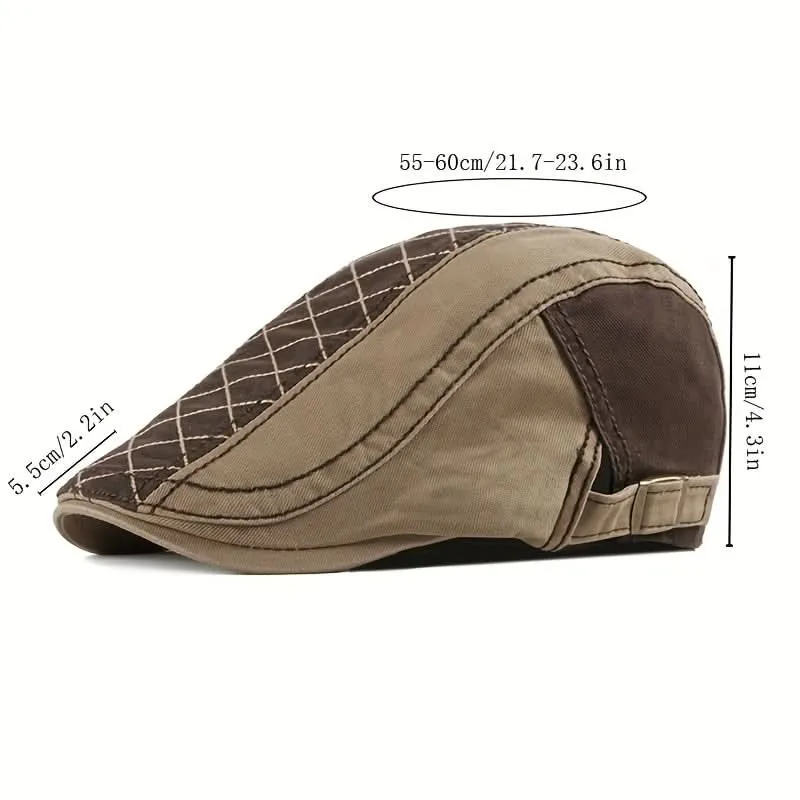 Men’s Vintage Newsboy Flat Cap – Adjustable, Lightweight Polyester