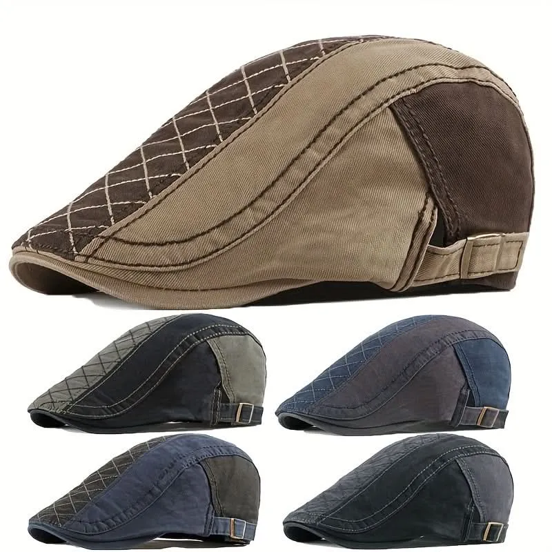 Men’s Vintage Newsboy Flat Cap – Adjustable, Lightweight Polyester