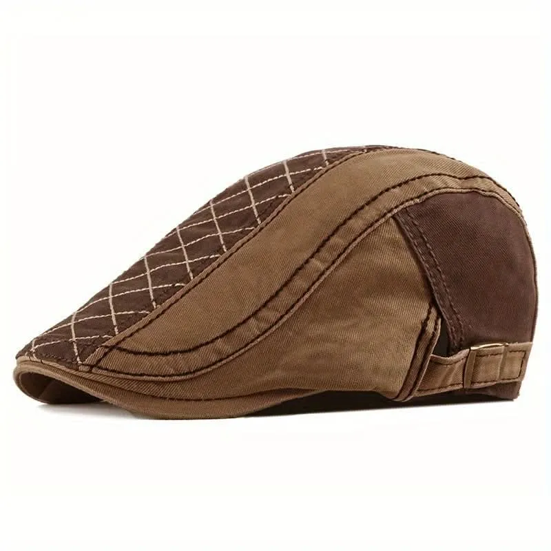 Men’s Vintage Newsboy Flat Cap – Adjustable, Lightweight Polyester