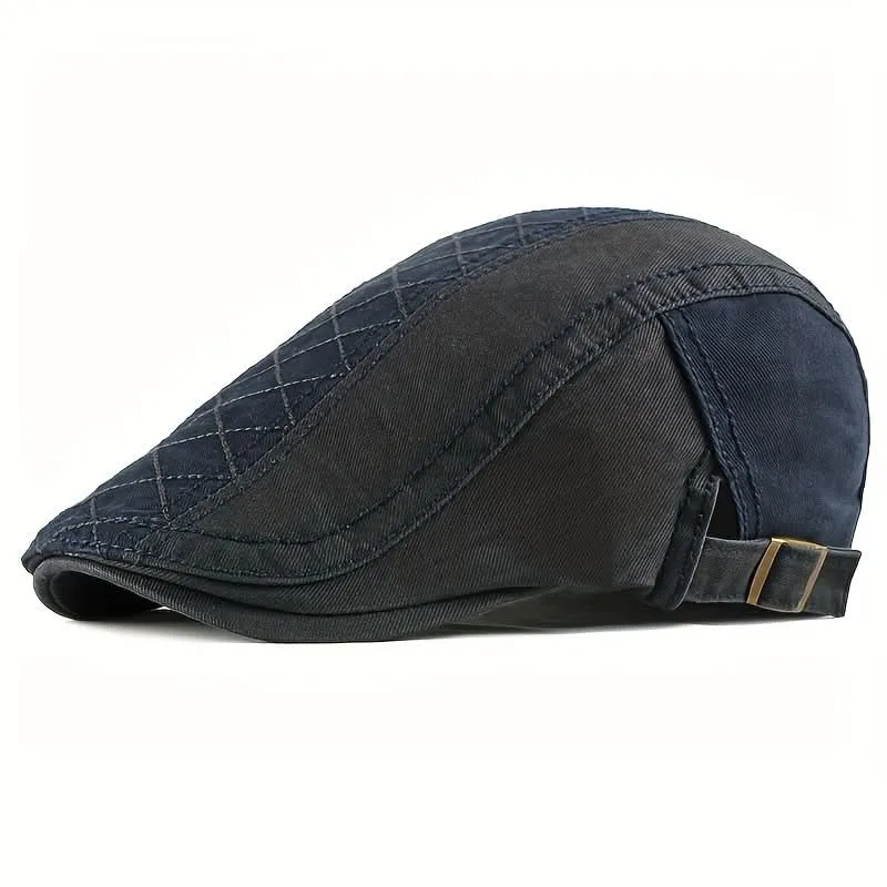 Men’s Vintage Newsboy Flat Cap – Adjustable, Lightweight Polyester