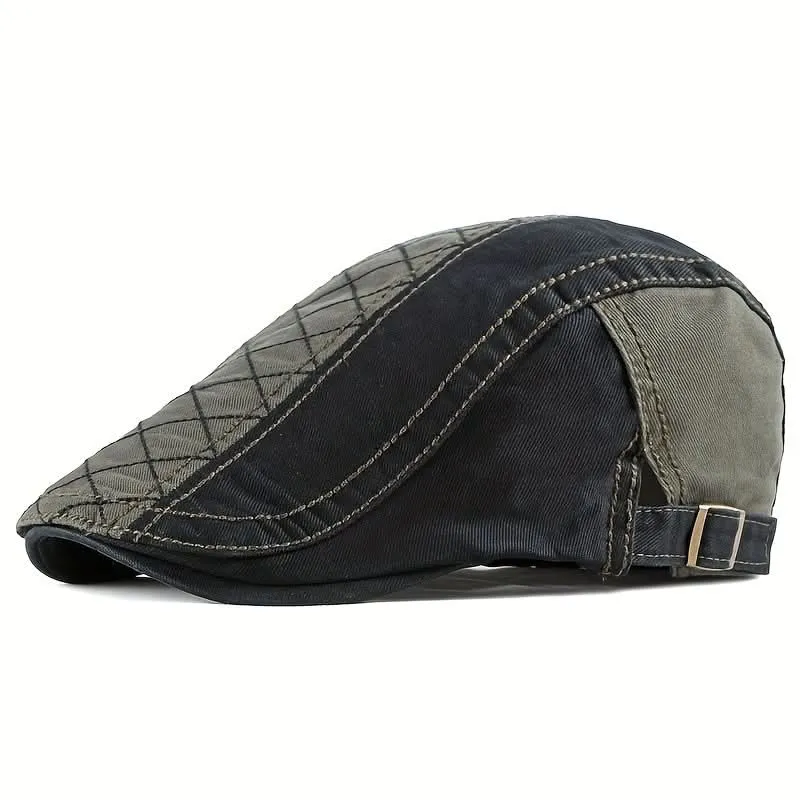 Men’s Vintage Newsboy Flat Cap – Adjustable, Lightweight Polyester