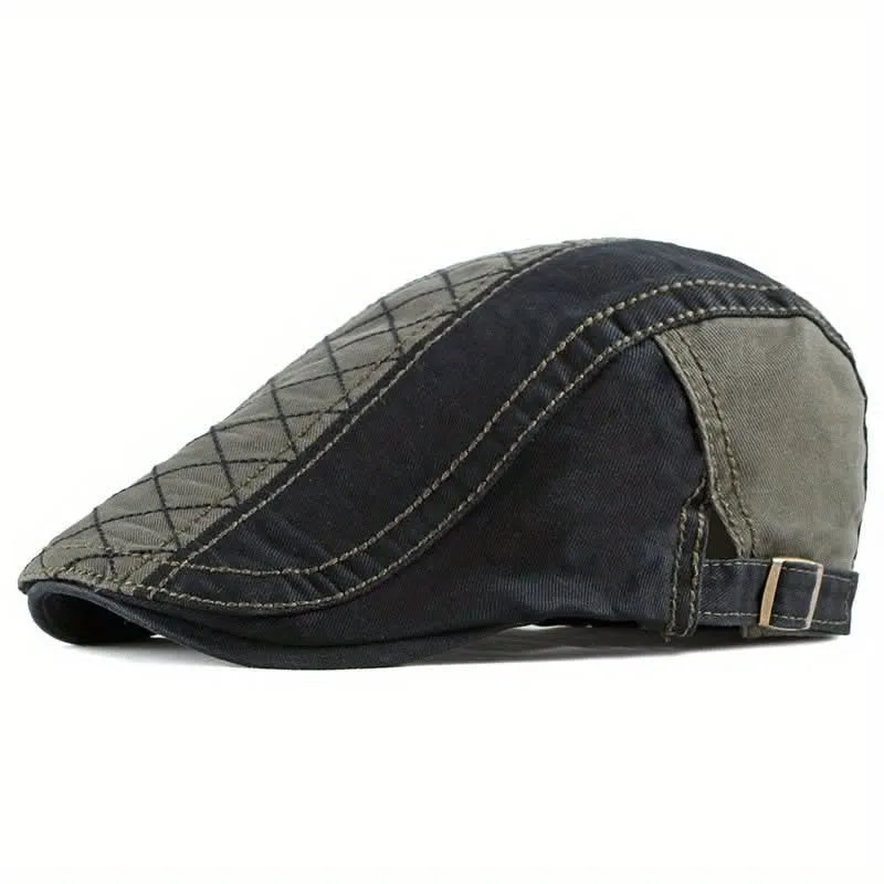 Men’s Vintage Newsboy Flat Cap – Adjustable, Lightweight Polyester