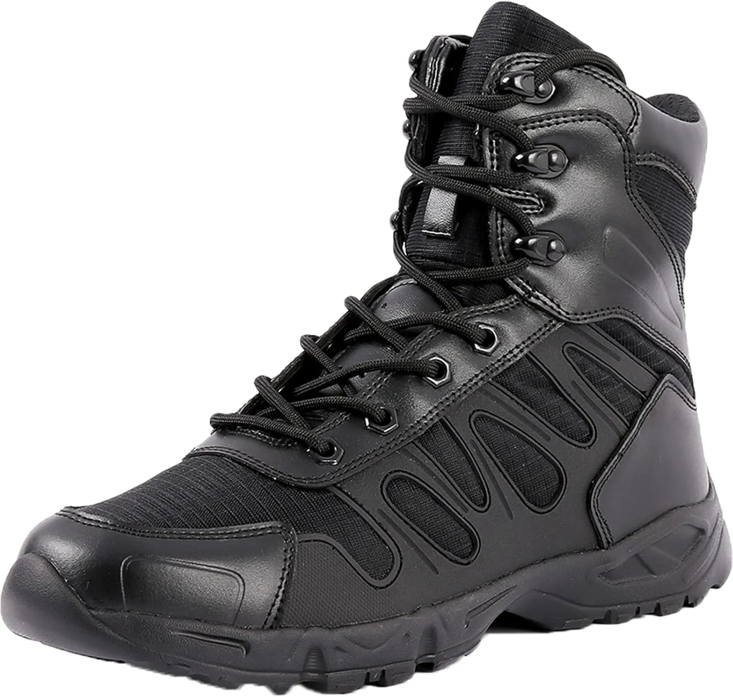 Mens Walking Waterproof Leather Boots Lightweight Outdoor Climbing ​Hiking Trekking Shoes-Black||EU44/US10