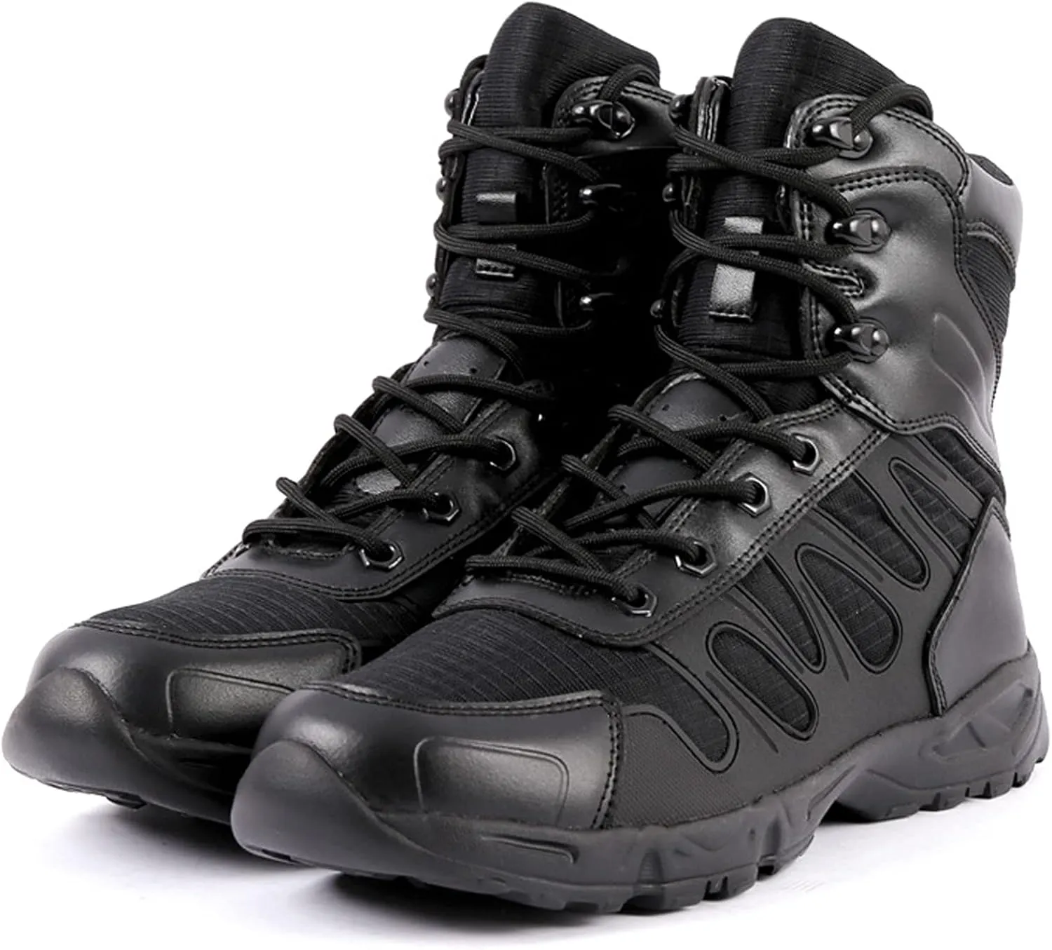 Mens Walking Waterproof Leather Boots Lightweight Outdoor Climbing ​Hiking Trekking Shoes-Black||EU44/US10