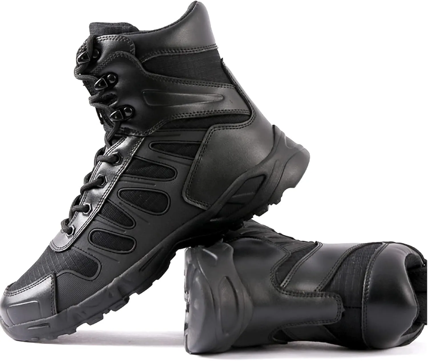 Mens Walking Waterproof Leather Boots Lightweight Outdoor Climbing ​Hiking Trekking Shoes-Black||EU44/US10