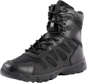 Mens Walking Waterproof Leather Boots Lightweight Outdoor Climbing ​Hiking Trekking Shoes-Black||EU44/US10