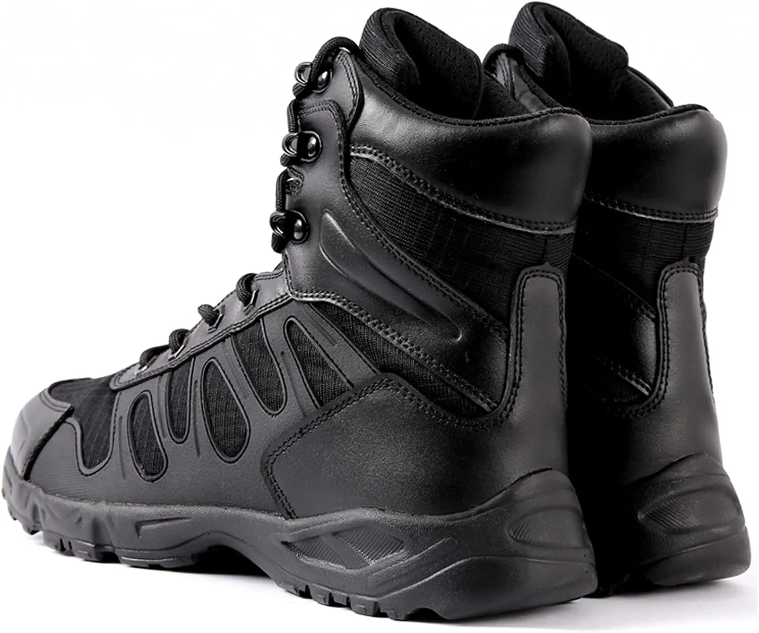 Mens Walking Waterproof Leather Boots Lightweight Outdoor Climbing ​Hiking Trekking Shoes-Black||EU44/US10