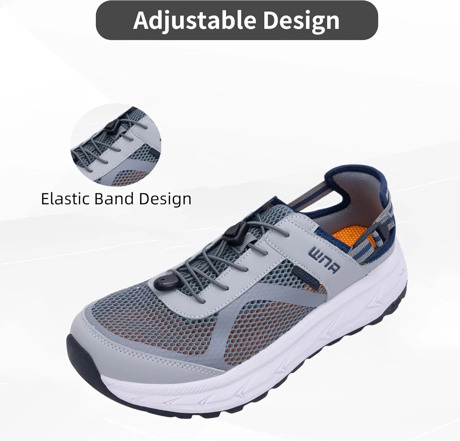 Mens Wide Hiking Sandal Summer Water Shoes Outdoor Athletic Recovery Sandals Closed Toe Walking Shoes US 8-13