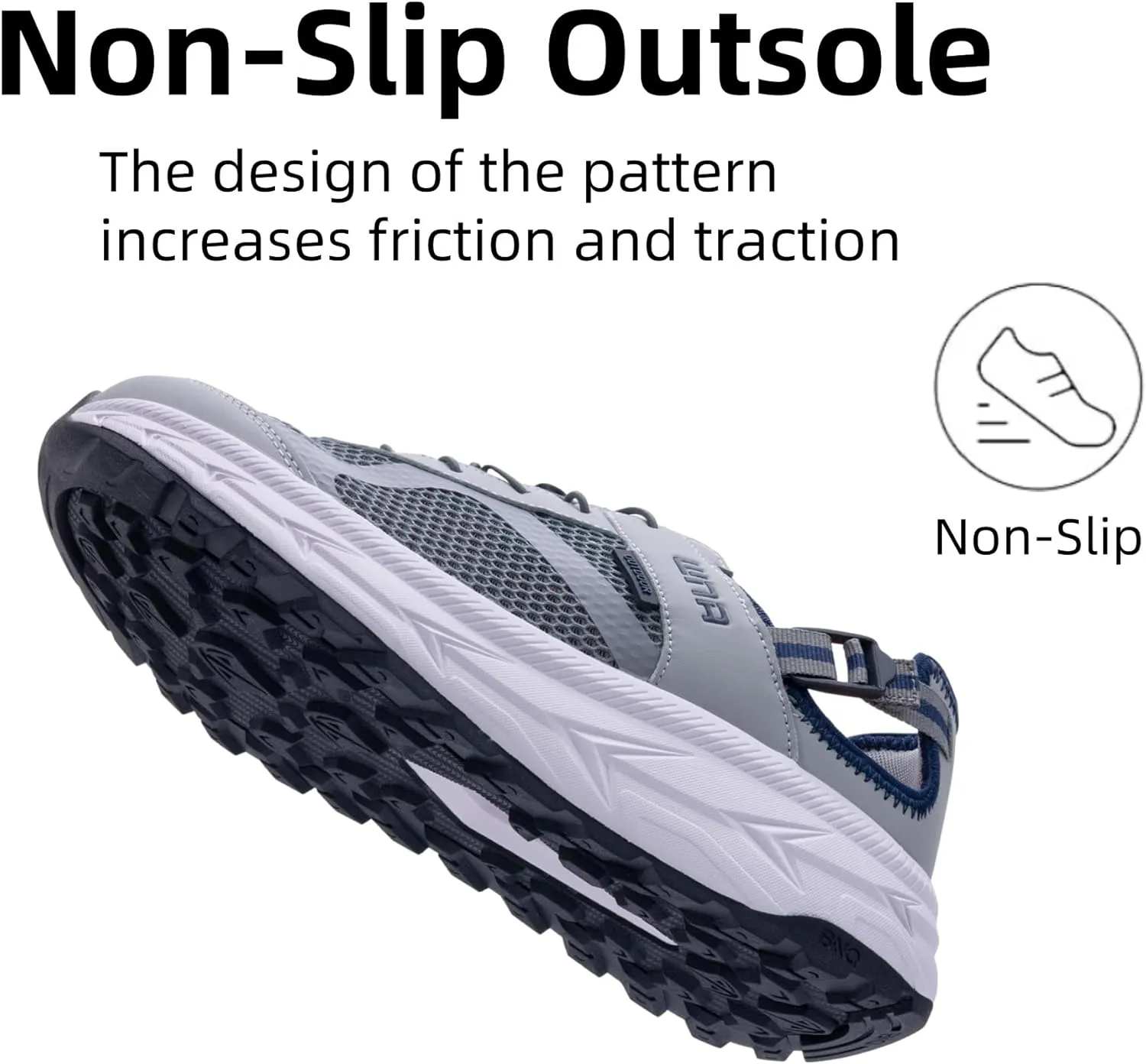 Mens Wide Hiking Sandal Summer Water Shoes Outdoor Athletic Recovery Sandals Closed Toe Walking Shoes US 8-13