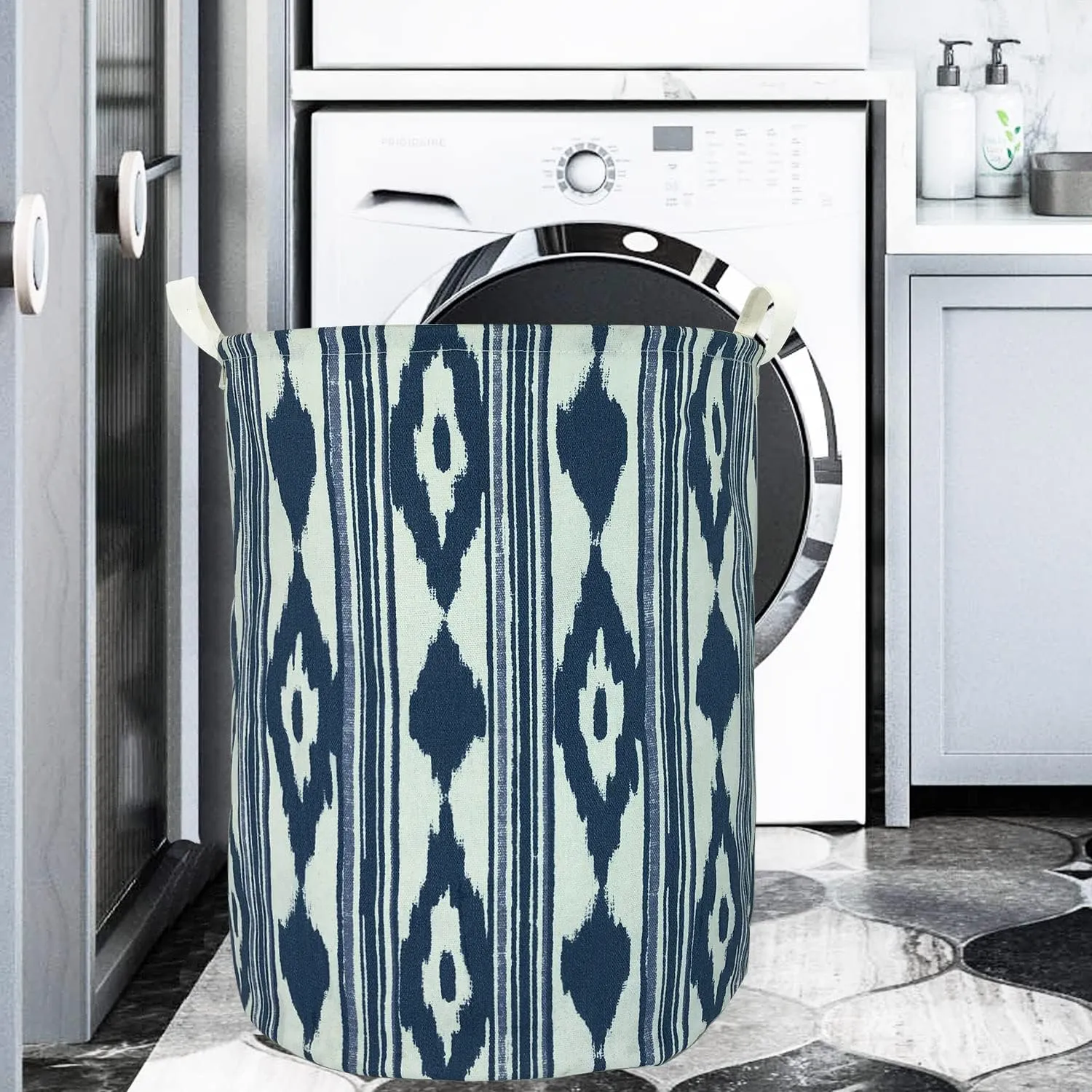 Merdes 19.7’’ Waterproof Foldable Laundry Hamper, Dirty Clothes Laundry Basket, Linen Bin Storage Organizer for Toy Collection (Blue River)