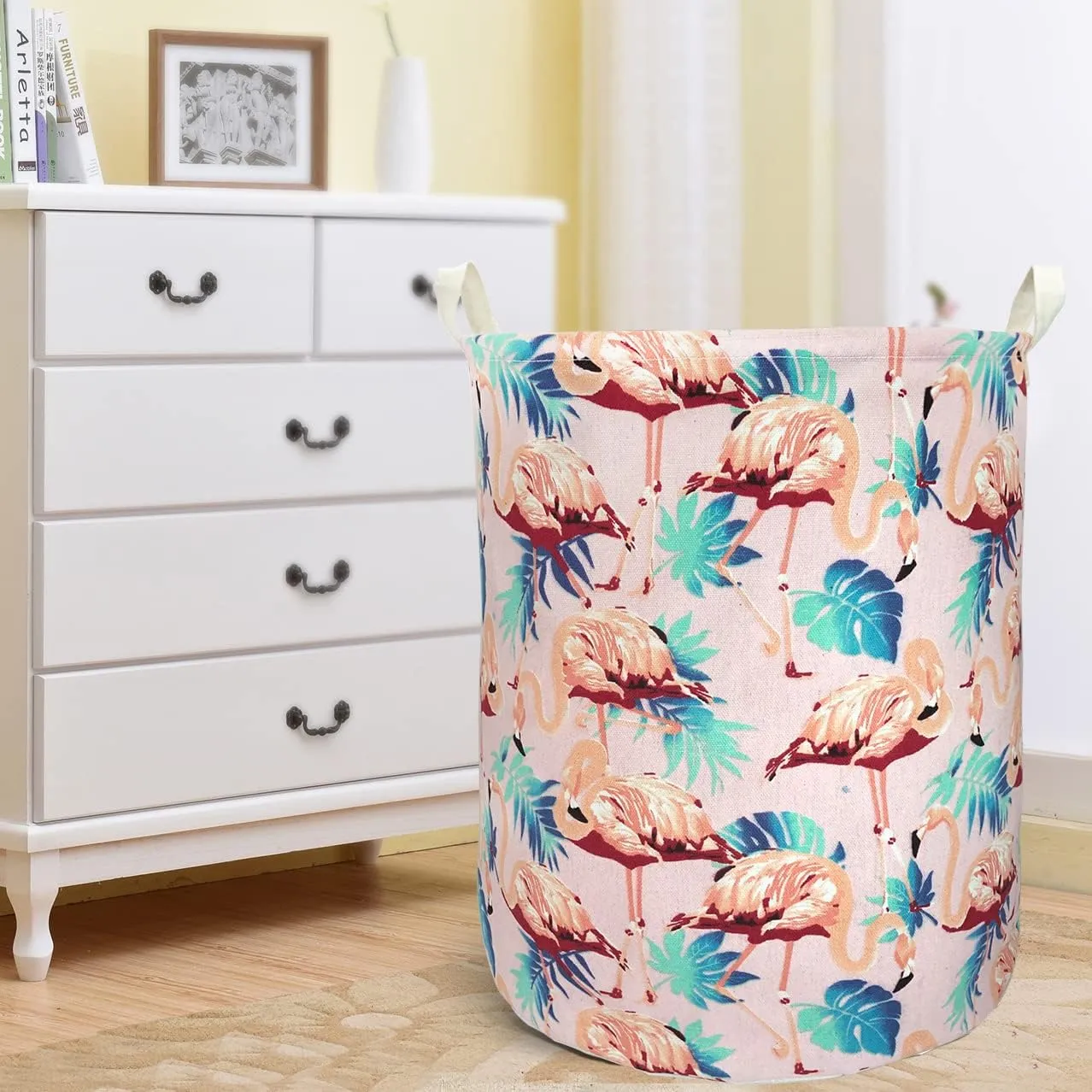 Merdes 19.7’’ Waterproof Foldable Laundry Hamper, Dirty Clothes Laundry Basket, Linen Bin Storage Organizer for Toy Collection (Flamingo Pink)