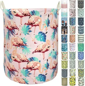 Merdes 19.7’’ Waterproof Foldable Laundry Hamper, Dirty Clothes Laundry Basket, Linen Bin Storage Organizer for Toy Collection (Flamingo Pink)