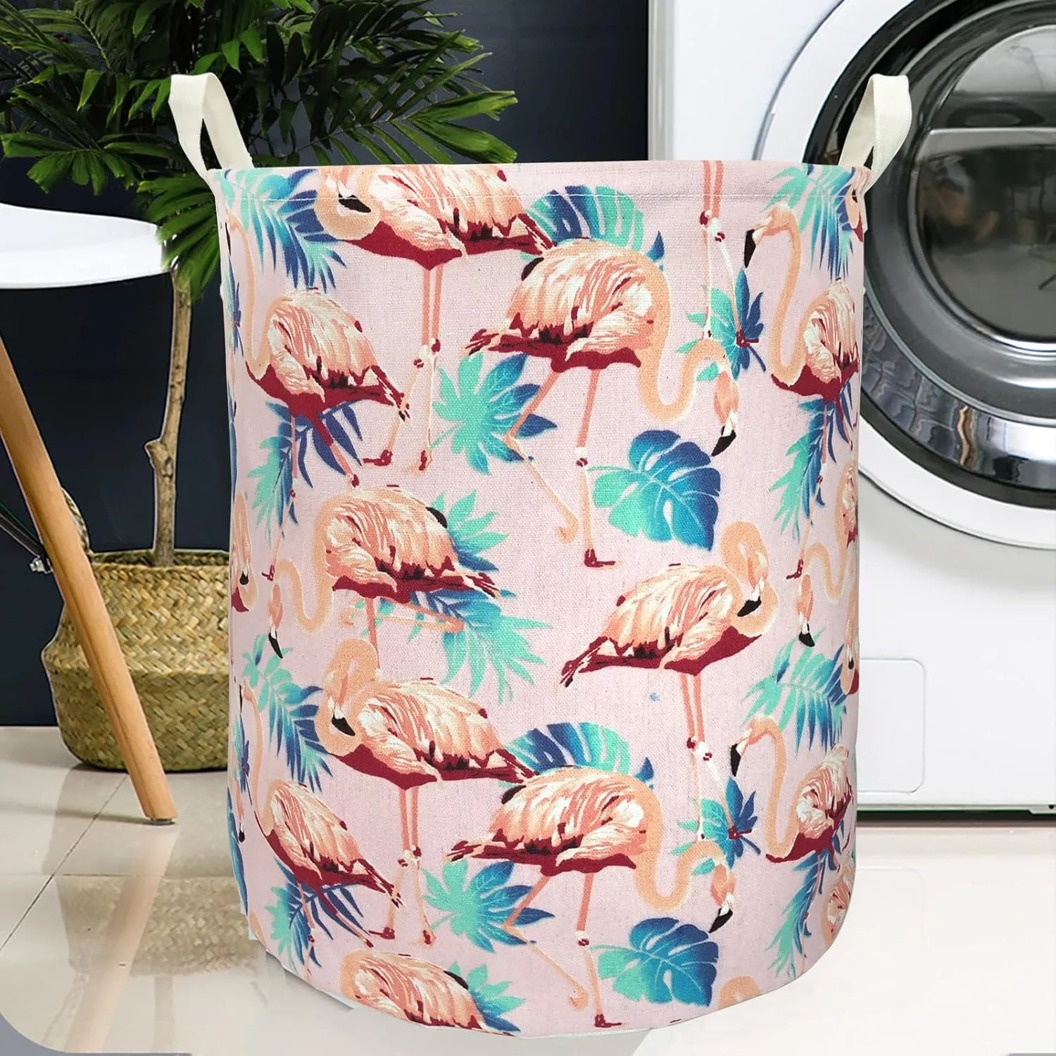 Merdes 19.7’’ Waterproof Foldable Laundry Hamper, Dirty Clothes Laundry Basket, Linen Bin Storage Organizer for Toy Collection (Flamingo Pink)