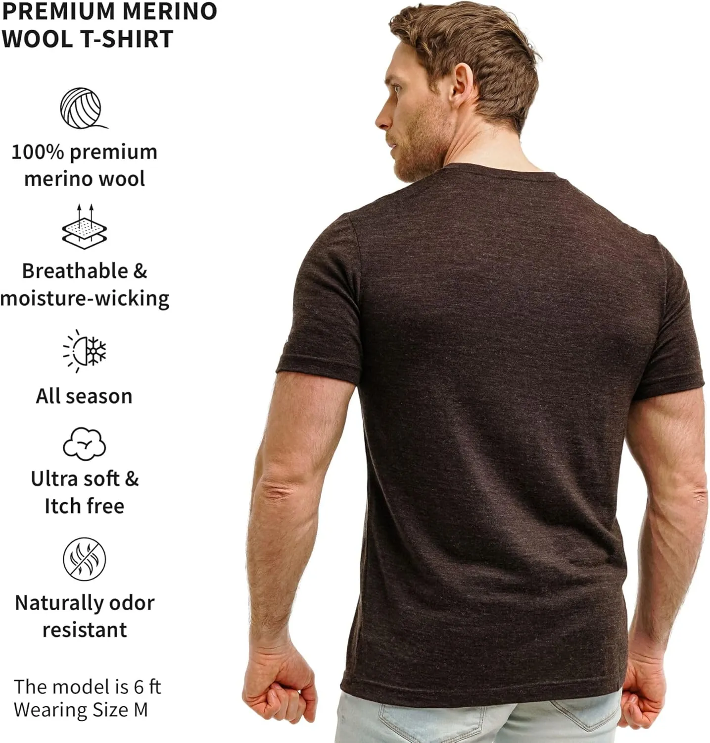 Merino.tech Merino Wool T-Shirt Mens - 100% Organic Merino Wool Undershirt Lightweight Base Layer