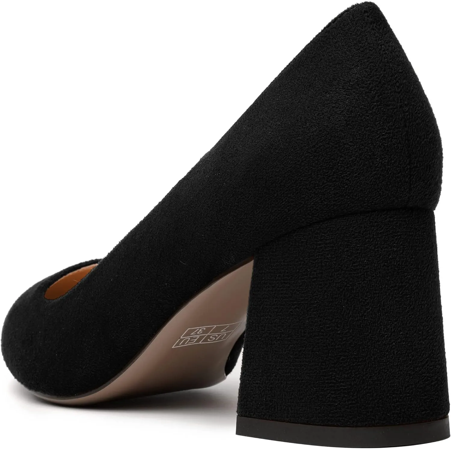 MERRORI Women's Mid Chunky Heels Slip On Pointed Toe Suede Casual Block Dating Heel Pumps Shoes 2.5 Inch
