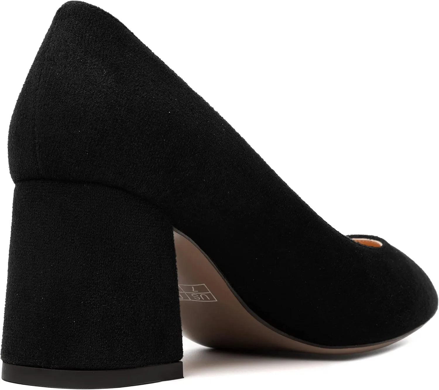 MERRORI Women's Mid Chunky Heels Slip On Pointed Toe Suede Casual Block Dating Heel Pumps Shoes 2.5 Inch