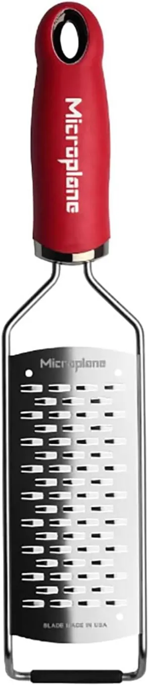 Microplane Gourmet Series Cheese Grater with Handle (Ribbon, Red)