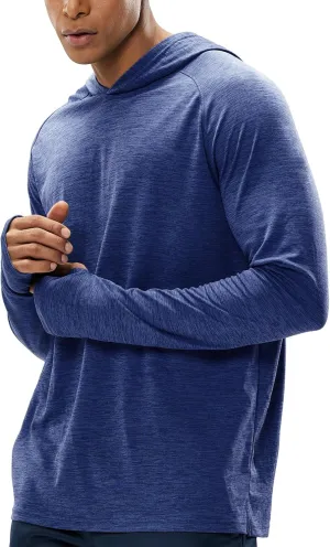 MIER Men's UPF 50  Sun Protection Hoodie Long Sleeve SPF Fishing Hiking Running Thumbhole Shirts Hooded Quick Dry Lightweight