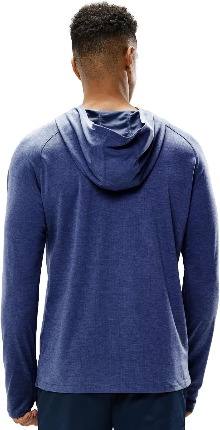 MIER Men's UPF 50  Sun Protection Hoodie Long Sleeve SPF Fishing Hiking Running Thumbhole Shirts Hooded Quick Dry Lightweight