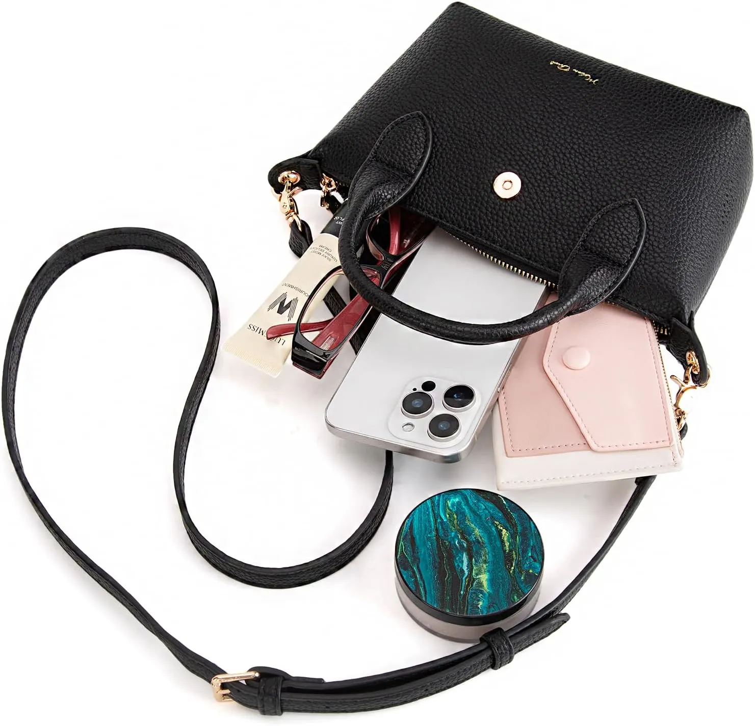 Milan Chiva Mini Crossbody Bag for Women Chic Elegant Satchel Small Top Handle Purse Lightweight