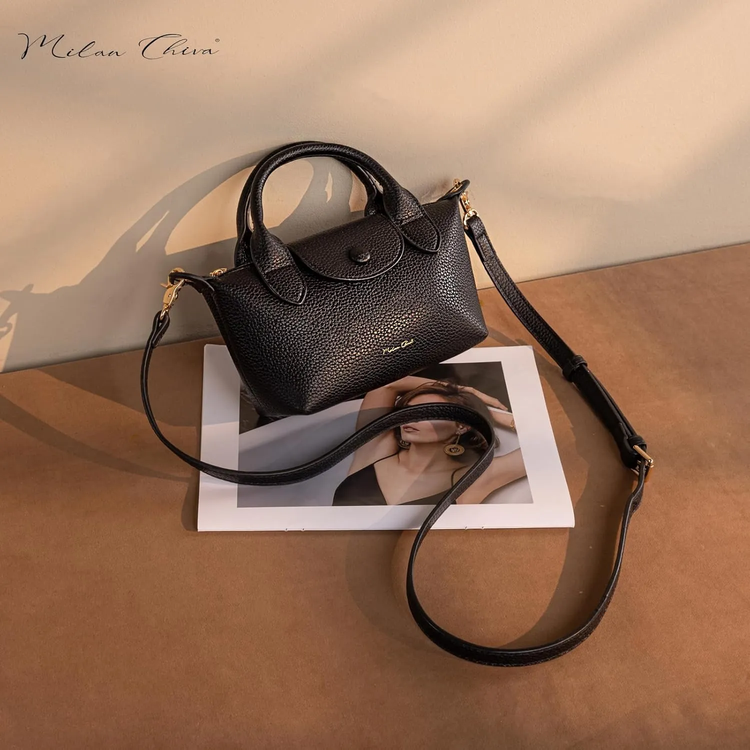 Milan Chiva Mini Crossbody Bag for Women Chic Elegant Satchel Small Top Handle Purse Lightweight