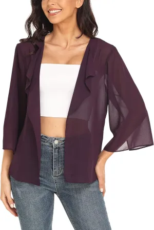 MISS MOLY Women Summer Bolero Shrug Cardigans Chiffon Loose Kimono Lightweight Shawl Cape Cover Ups