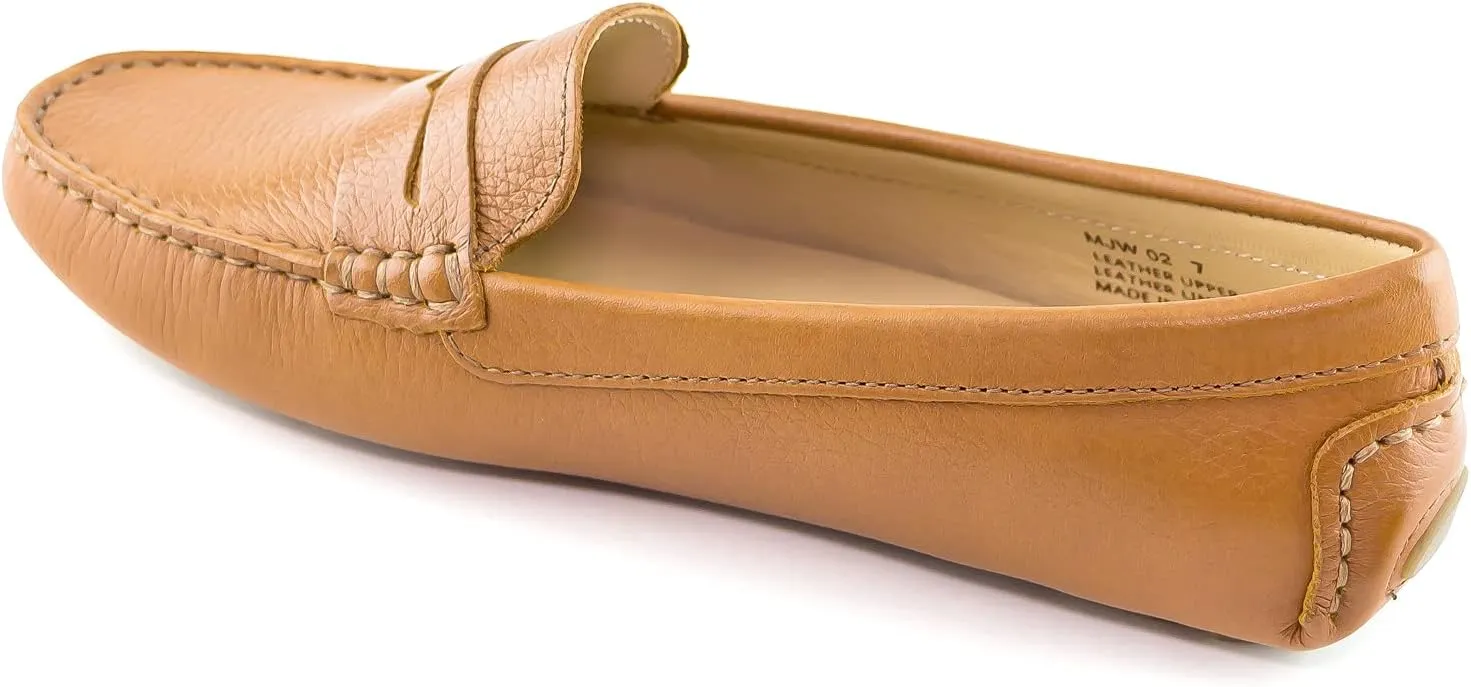 MJNY Womens Casual Comfortable Genuine Leather Lightweight Driving Moccasins Classic Fashion Penny Slip On Ladies Driving Loafer Flat Shoes