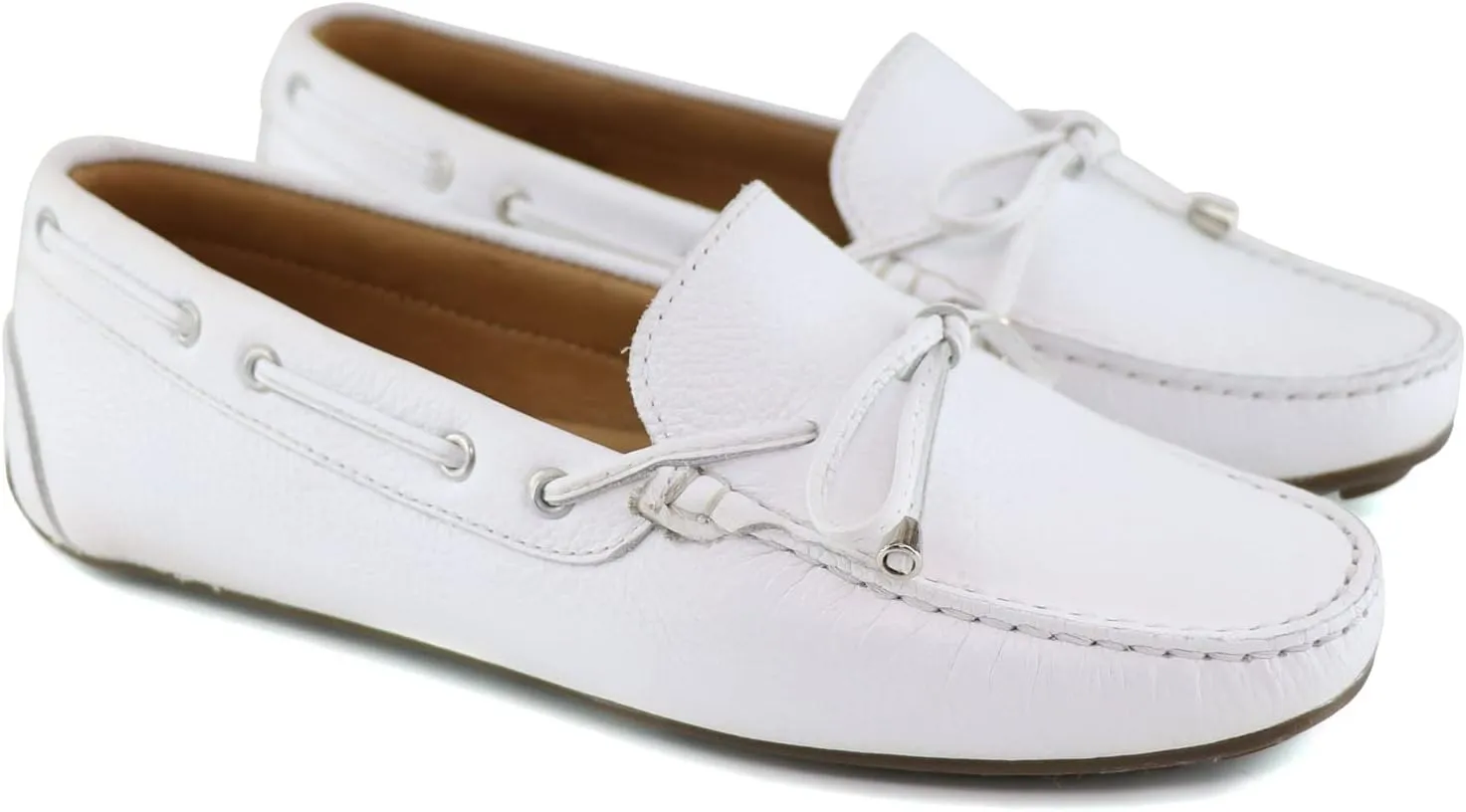 MJNY Womens Casual Comfortable Genuine Leather Lightweight Driving Moccasins Classic Fashion Tiebow Slip On Ladies Driving Loafer Flat Shoes