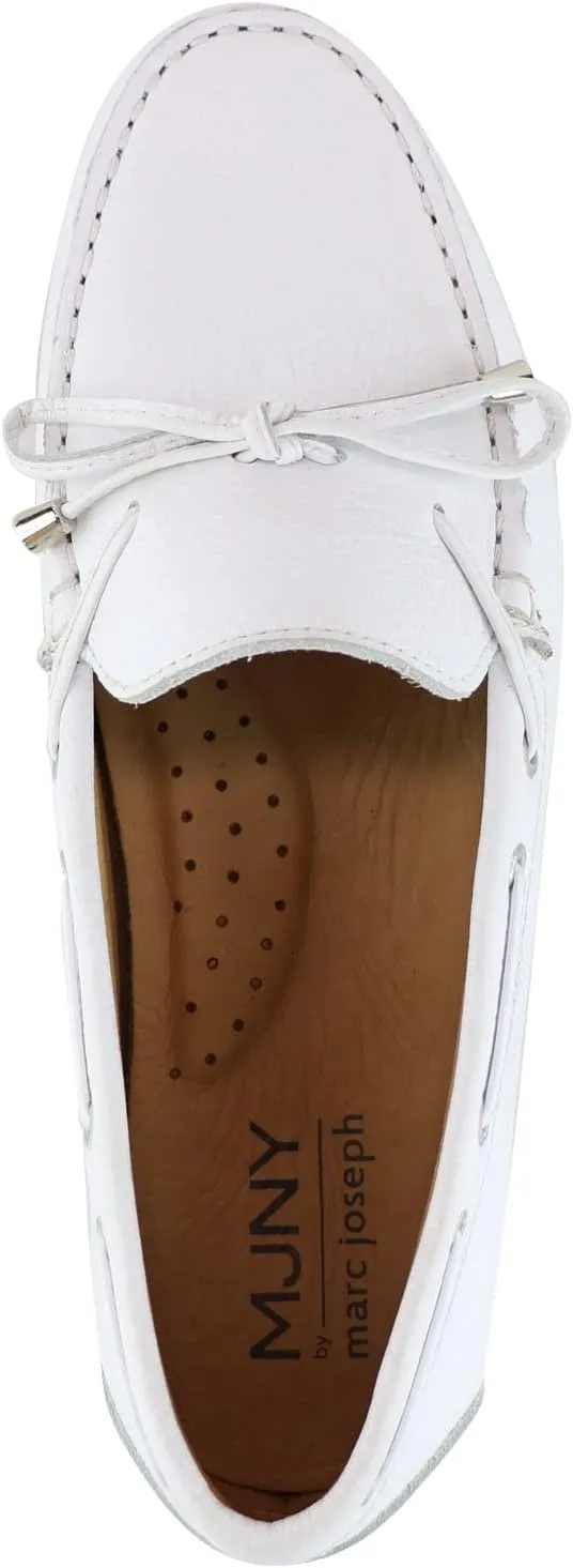 MJNY Womens Casual Comfortable Genuine Leather Lightweight Driving Moccasins Classic Fashion Tiebow Slip On Ladies Driving Loafer Flat Shoes