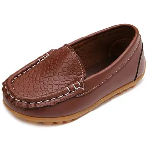 Moceen Toddler Boys Loafer Shoes, Brown Synthetic Leather