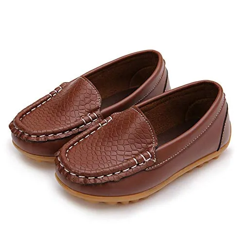 Moceen Toddler Boys Loafer Shoes, Brown Synthetic Leather