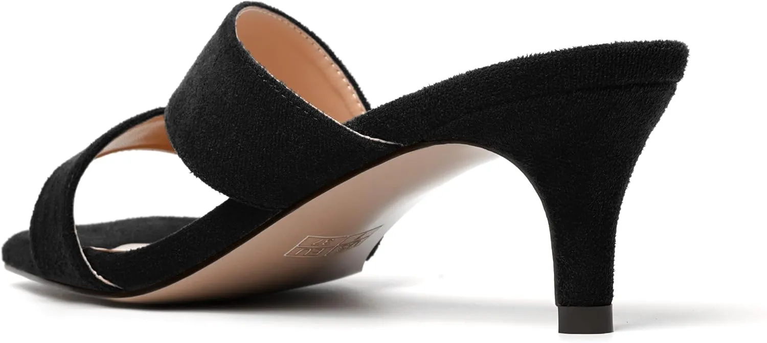 MODENCOCO Womens Casual Dating Suede Dressy Square Toe Slip On Kitten Low Heel Heeled Sandals 2 Inch