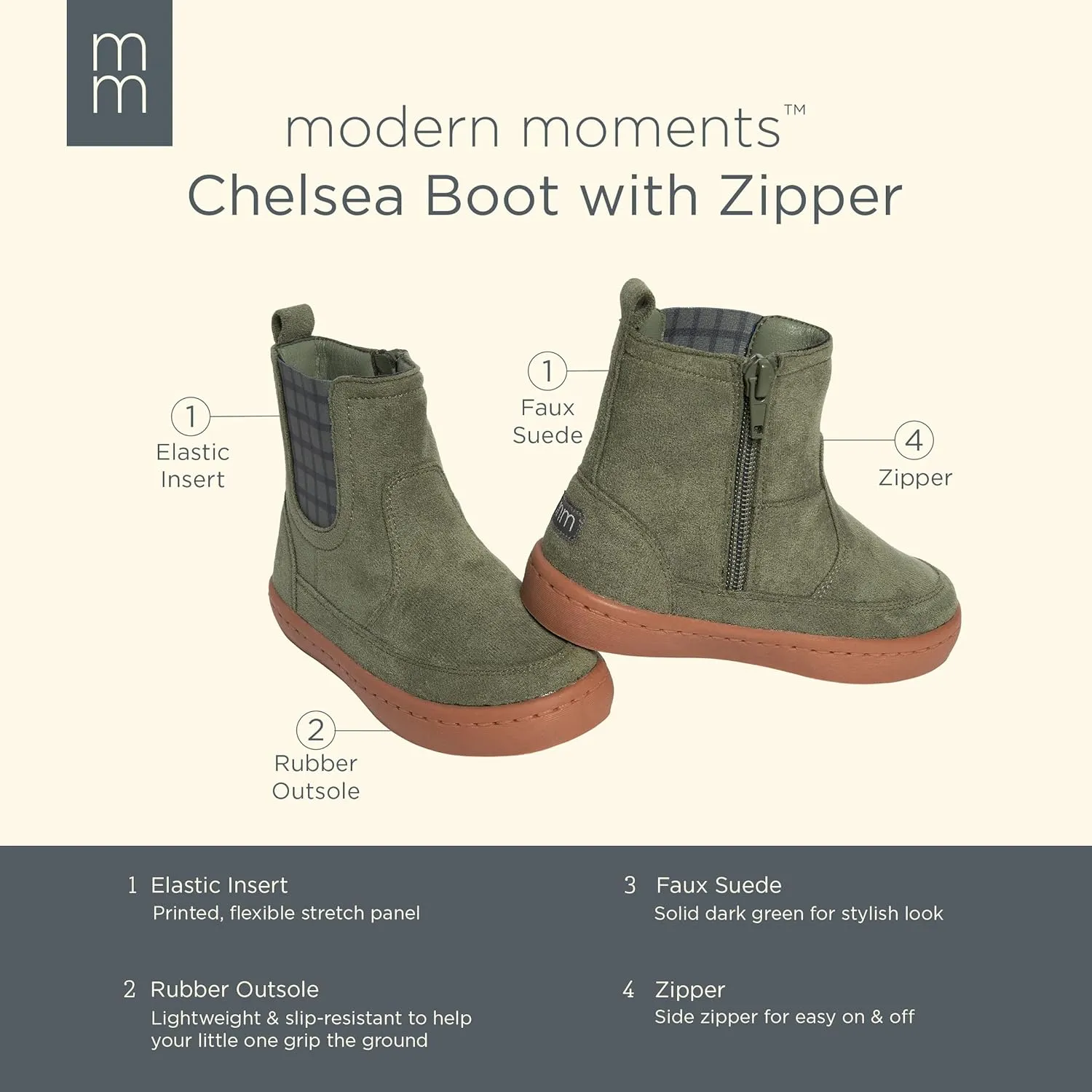 Modern Moments by Gerber Unisex Child Chelsea Boot with Zipper
