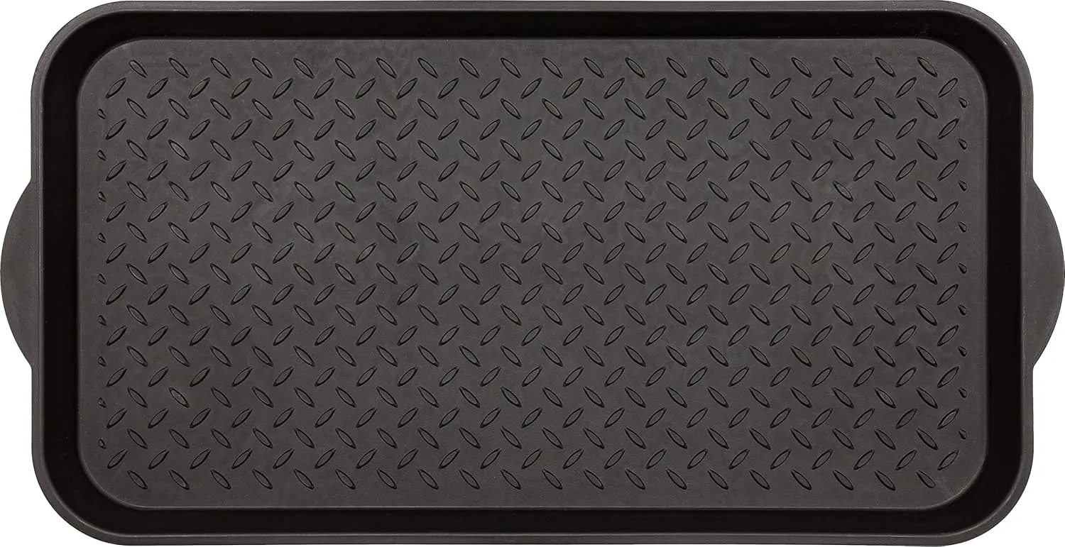 Mohawk Home Boot Tray All Weather Waterproof Mat for Entryway, Shoes, Pet Food Tray, Garden, Indoor Outdoor Black Plastic 1'3"x2'5"