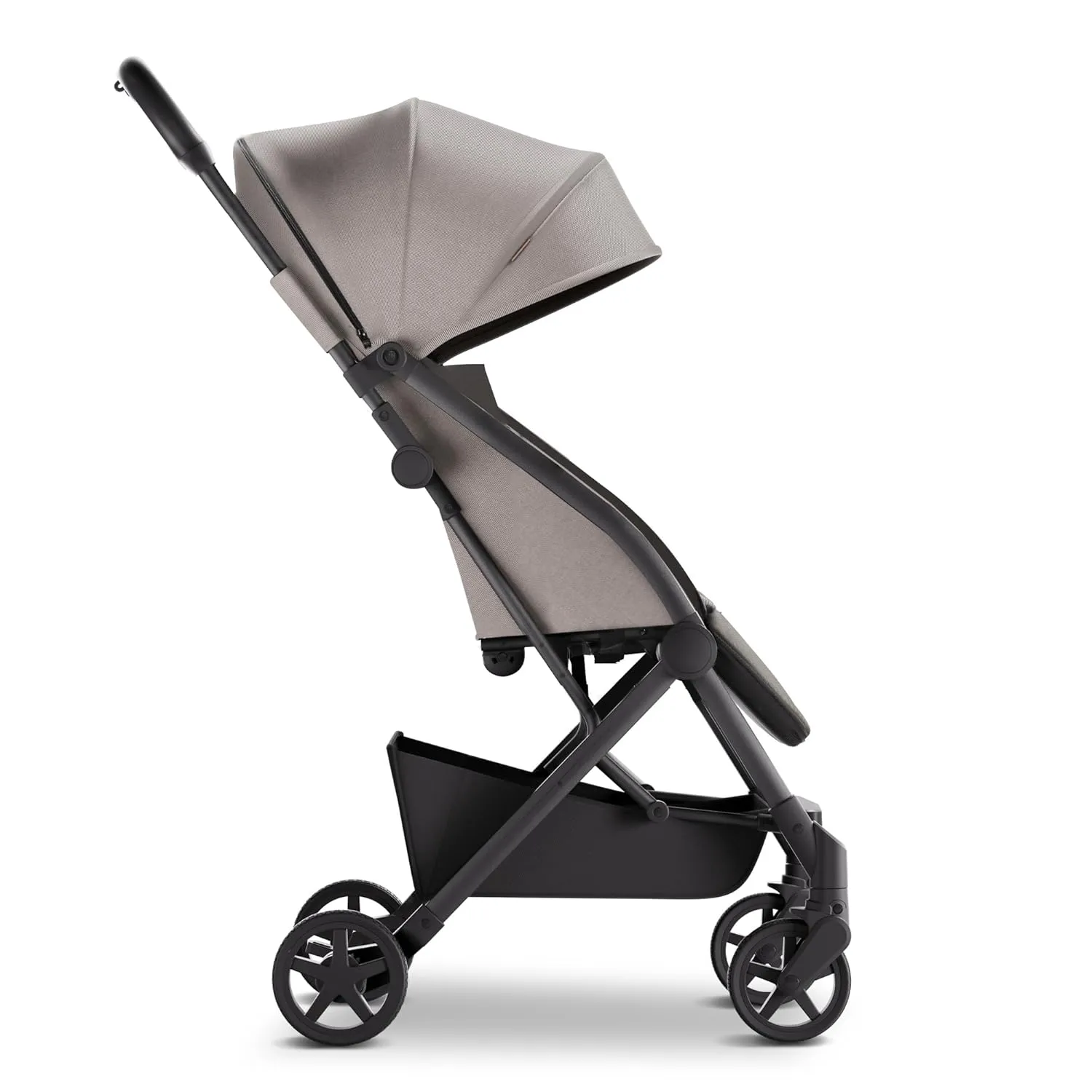 Mompush Lithe V2 Lightweight Stroller with Snack Tray, Ultra-Compact Fold & Airplane Ready Travel Stroller, Near Flat Recline Seat, Cup Holder, Raincover & Travelbag Included