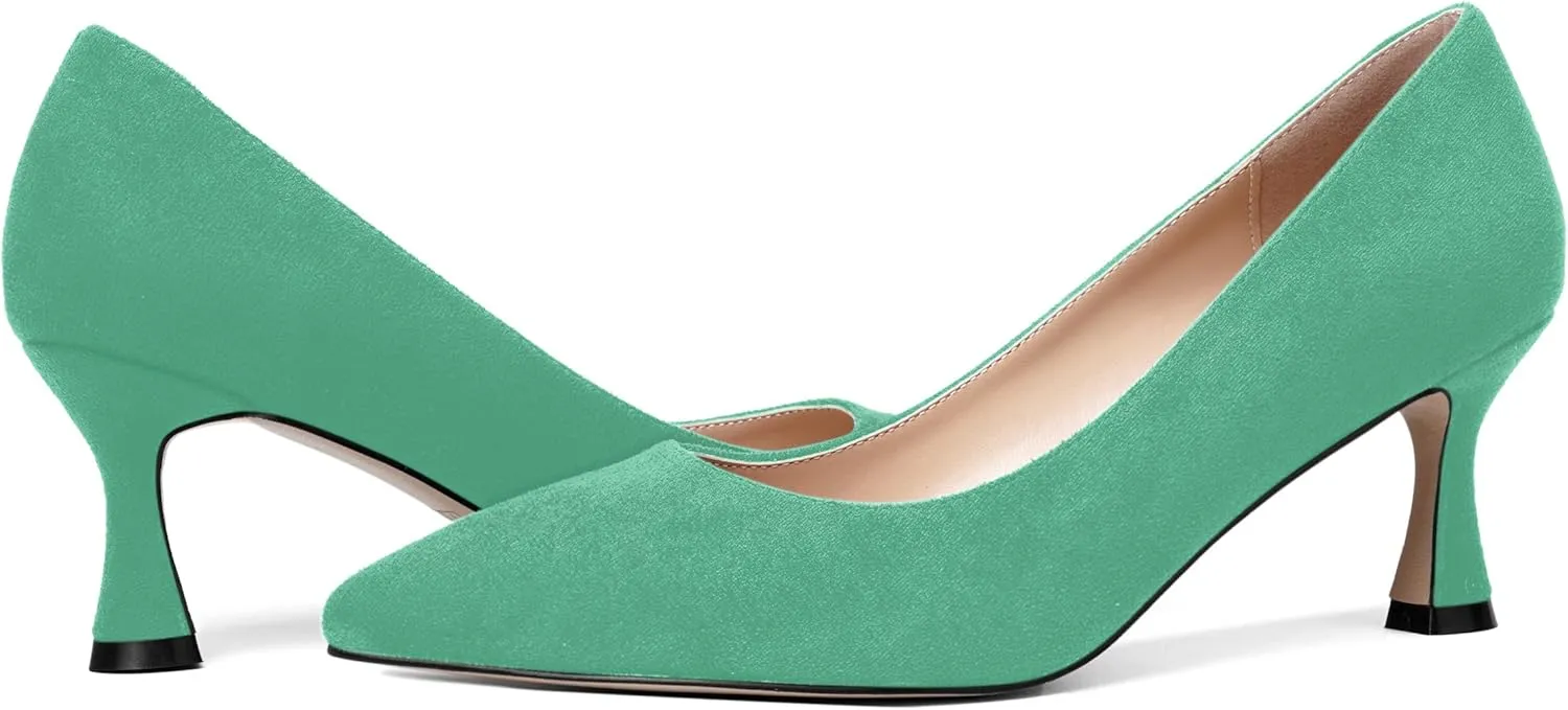MOVINSTEPS Womens Pointed Toe Evening Sexy Suede Slip On Stiletto Mid Heel Pumps Shoes 2.5 Inch
