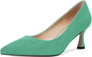 MOVINSTEPS Womens Pointed Toe Evening Sexy Suede Slip On Stiletto Mid Heel Pumps Shoes 2.5 Inch
