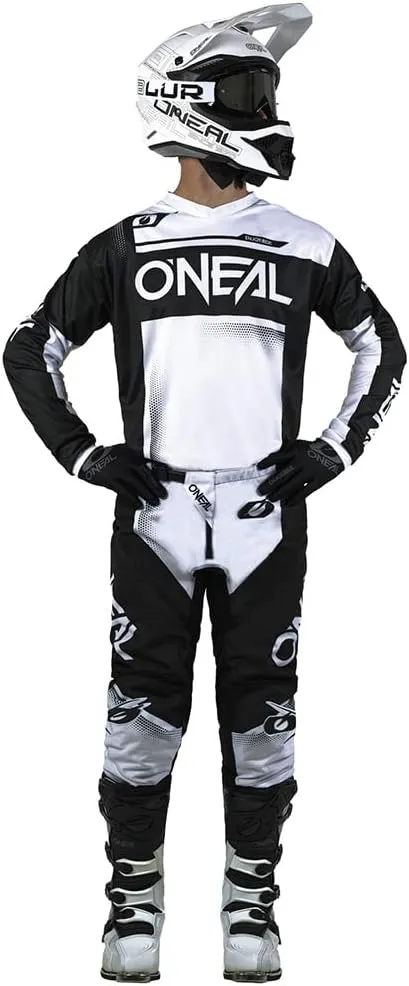 MX Outfit O'Neal Element Racewear Black White Men (W32/Medium) Protective Pants Jersey dirt bike bundle motocross off-road combo set