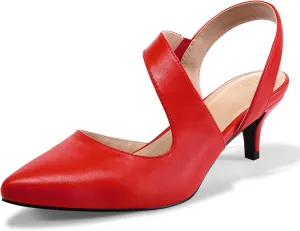 mysoft Women's Pumps 2 inch Low Heel Pointed Toe Slingback Wedding Party Dress Shoes