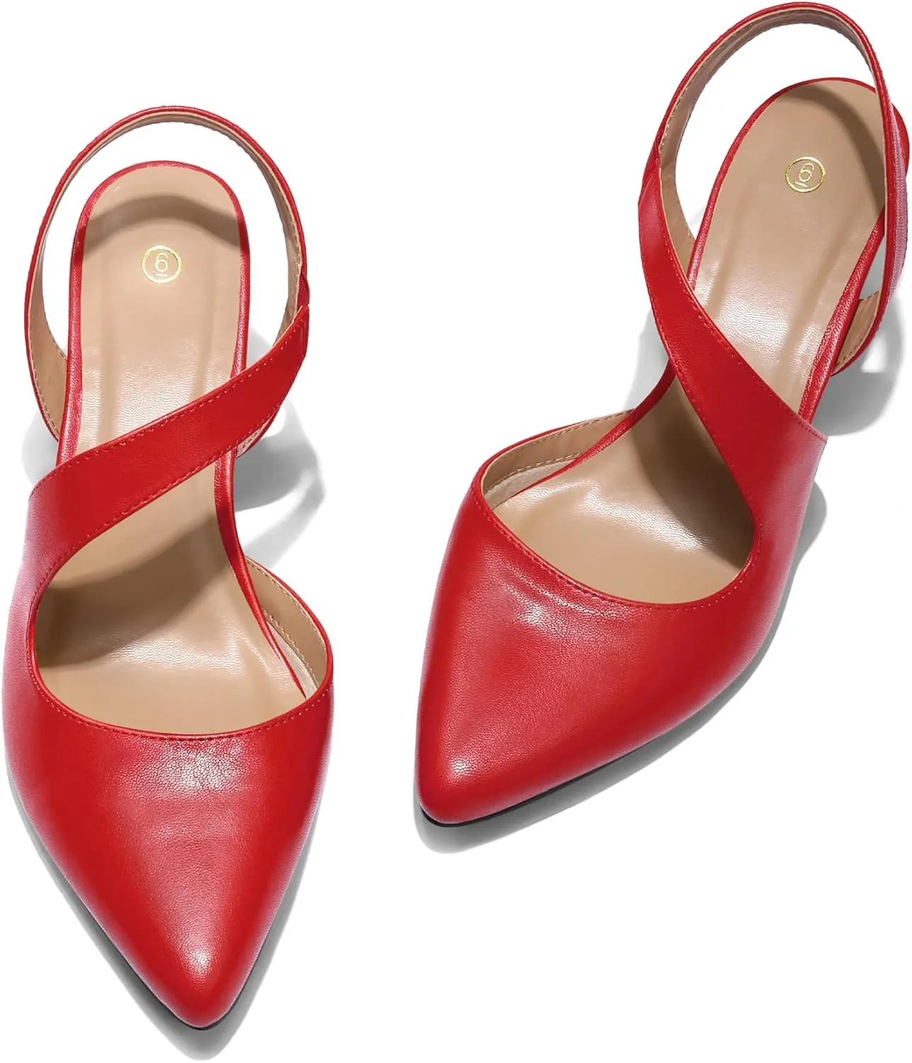 mysoft Women's Pumps 2 inch Low Heel Pointed Toe Slingback Wedding Party Dress Shoes