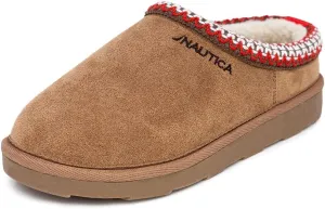 Nautica Kids Fuzzy Micro-Suede Cozy Slippers – Indoor/Outdoor, Cushioned, Warm, Cute, Fluffy Slip-On Shoes for Boys and Girls, Winter Comfy Home Footwear