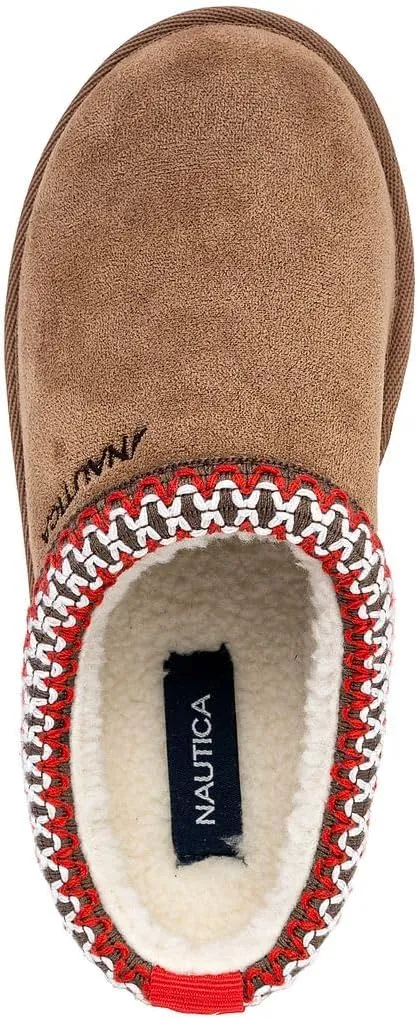 Nautica Kids Fuzzy Micro-Suede Cozy Slippers – Indoor/Outdoor, Cushioned, Warm, Cute, Fluffy Slip-On Shoes for Boys and Girls, Winter Comfy Home Footwear