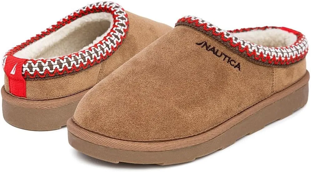 Nautica Kids Fuzzy Micro-Suede Cozy Slippers – Indoor/Outdoor, Cushioned, Warm, Cute, Fluffy Slip-On Shoes for Boys and Girls, Winter Comfy Home Footwear