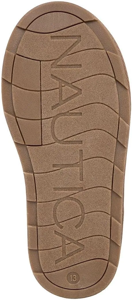 Nautica Kids Fuzzy Micro-Suede Cozy Slippers – Indoor/Outdoor, Cushioned, Warm, Cute, Fluffy Slip-On Shoes for Boys and Girls, Winter Comfy Home Footwear