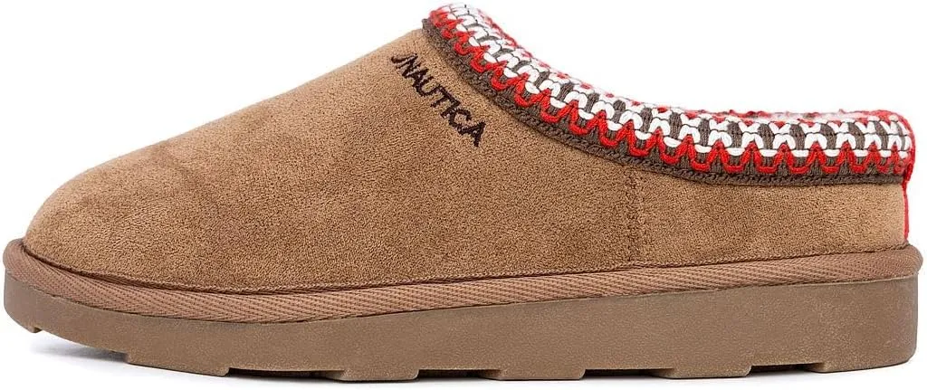 Nautica Kids Fuzzy Micro-Suede Cozy Slippers – Indoor/Outdoor, Cushioned, Warm, Cute, Fluffy Slip-On Shoes for Boys and Girls, Winter Comfy Home Footwear