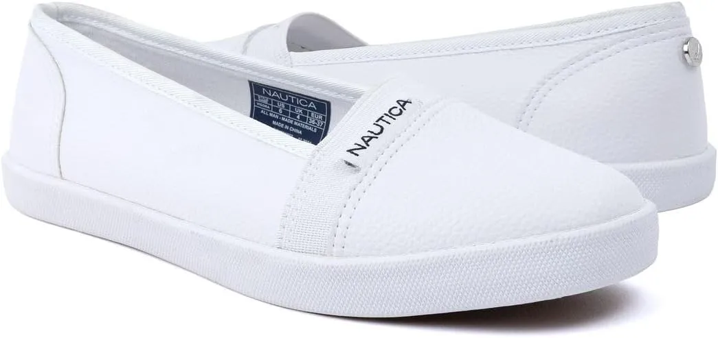 Nautica Women's Slip-On Canvas Sneakers – Casual Comfort Walking Shoes with Cushioned Insole, Lightweight Everyday Flats