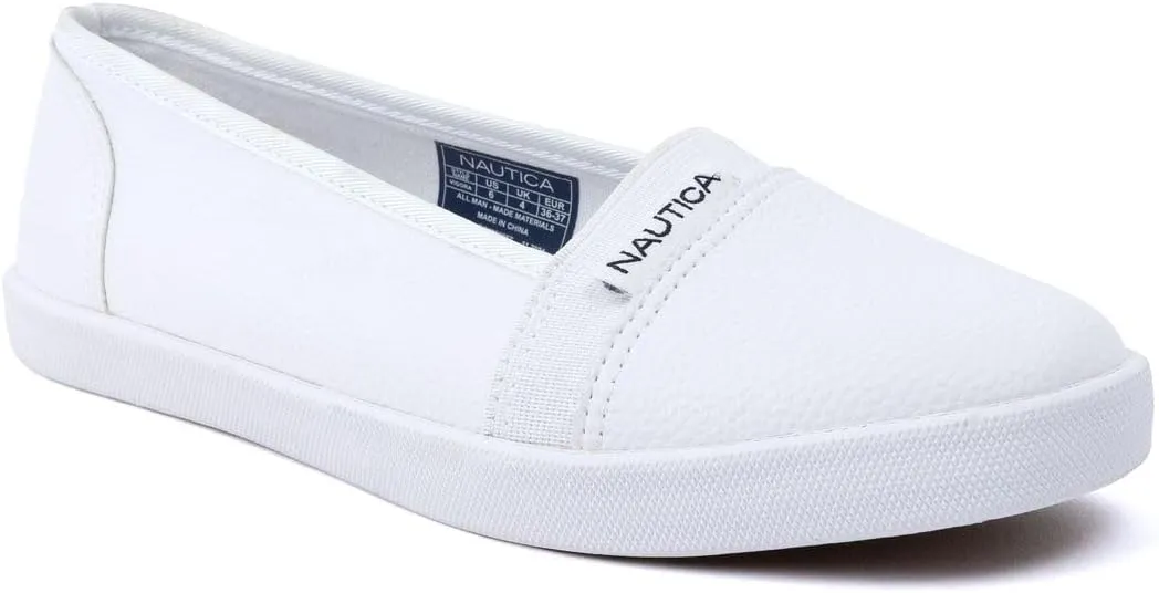 Nautica Women's Slip-On Canvas Sneakers – Casual Comfort Walking Shoes with Cushioned Insole, Lightweight Everyday Flats