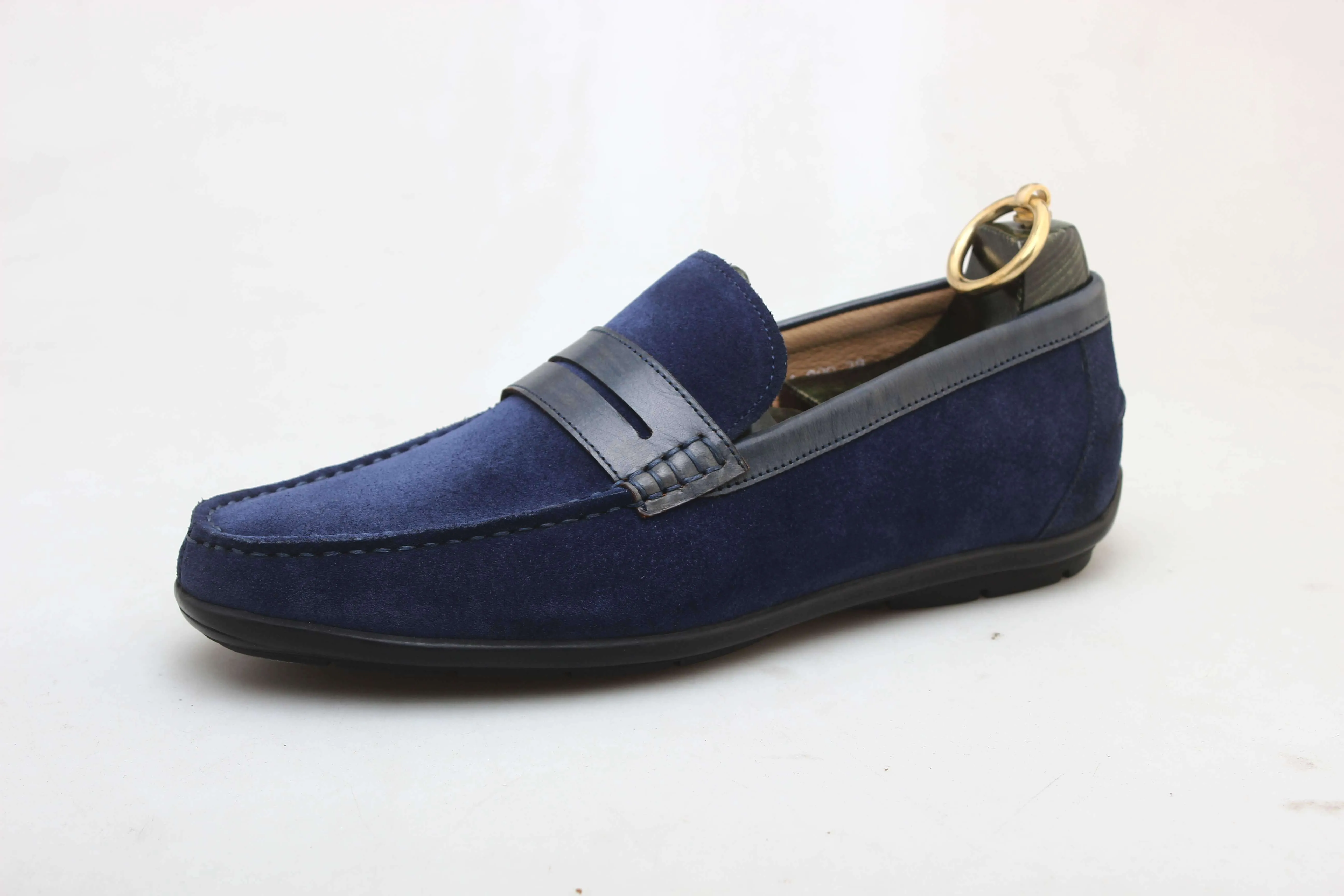 Navy Suede Driving Loafers